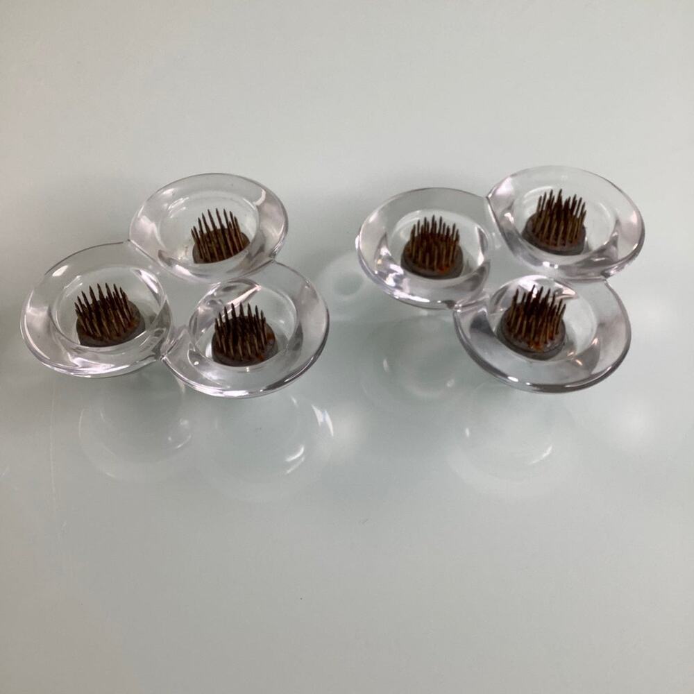 Mid century modern Floral Frog flower base pair RARE EUC - Picture 2 of 12